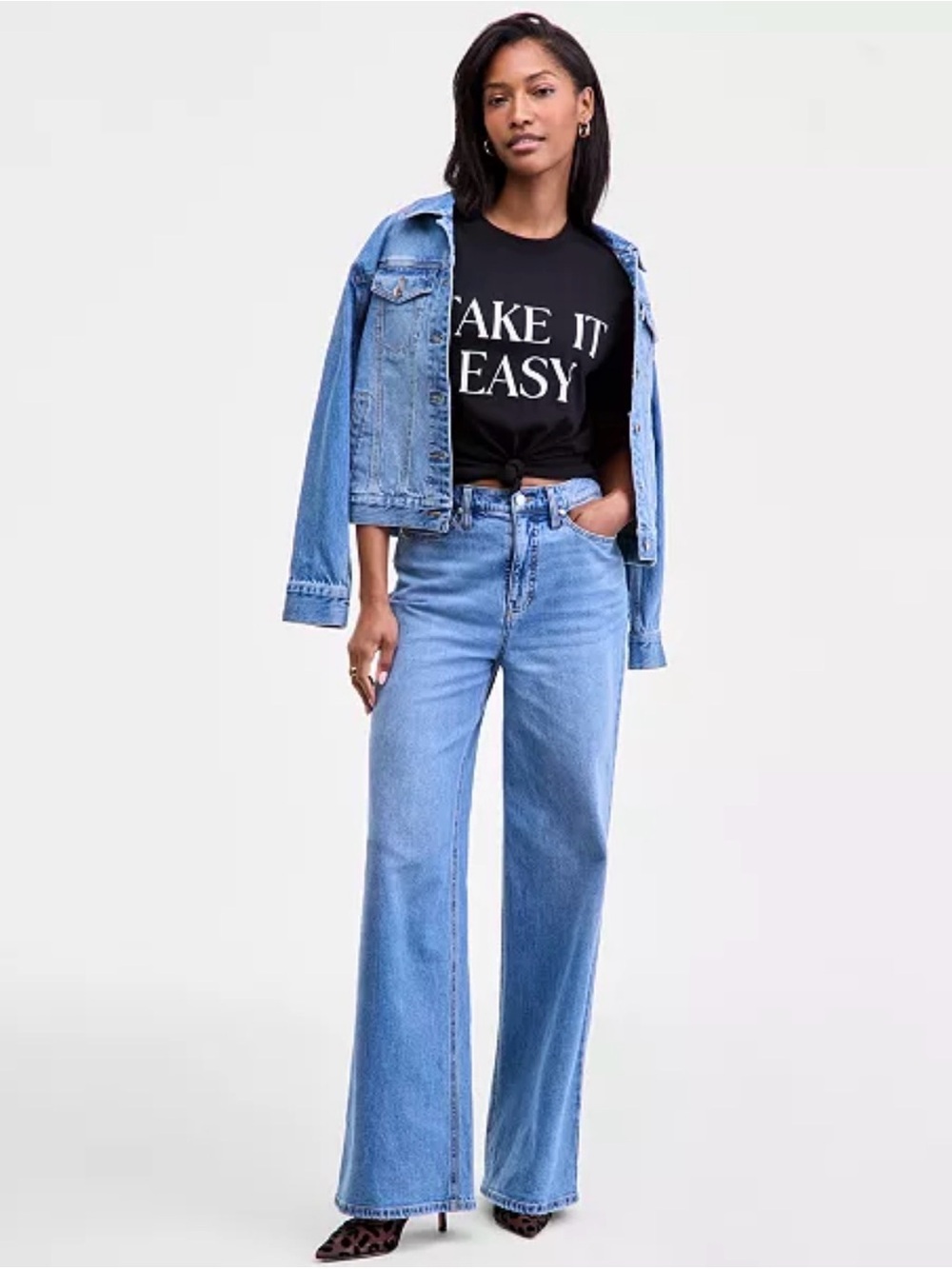 Light Blue High-Rise Wide-Leg Jeans